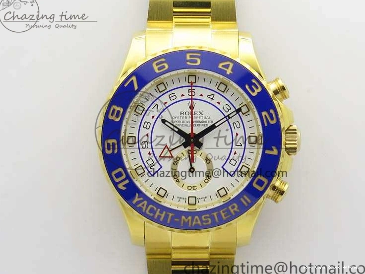 Best AAA Replica Sites Edition 3577 Bracelet II YG On YachtMaster YG Cozy 116688 Ceramic Bezel Best A White 1:1 Blue Dial JF 1224